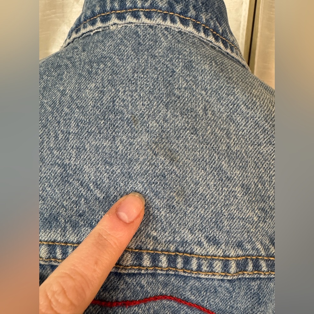 Old Navy Blue Jean Jacket with Colorful Embroidery - Picture 7 of 9